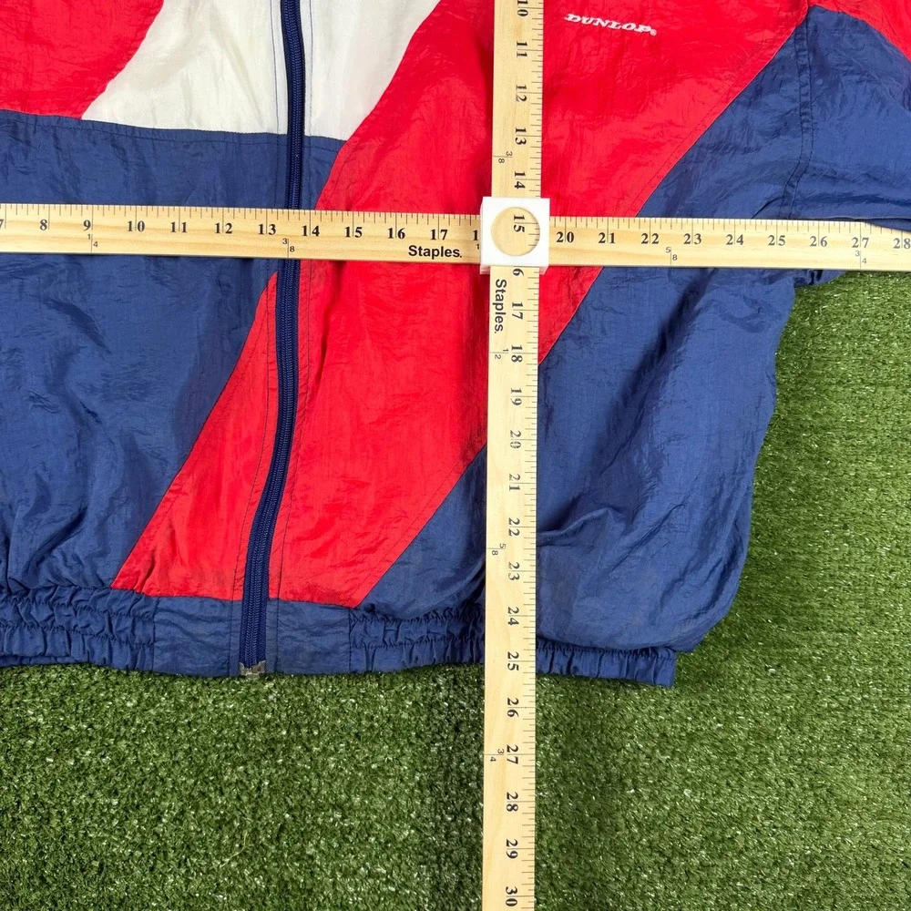 Dunlop Vintage Windbreaker Jacket Mens XL Navy Blue Red Colorblock Full Zip 90s